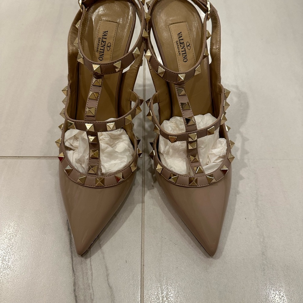 Authentic Valentino Nude Patent Rockstud Caged Pump Sz 39 - Picture 7 of 9